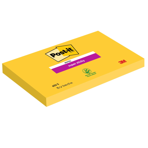 BLOCCO 90foglietti Post-itÂ® Super Sticky 655-S 76x127mm GIALLO ORO